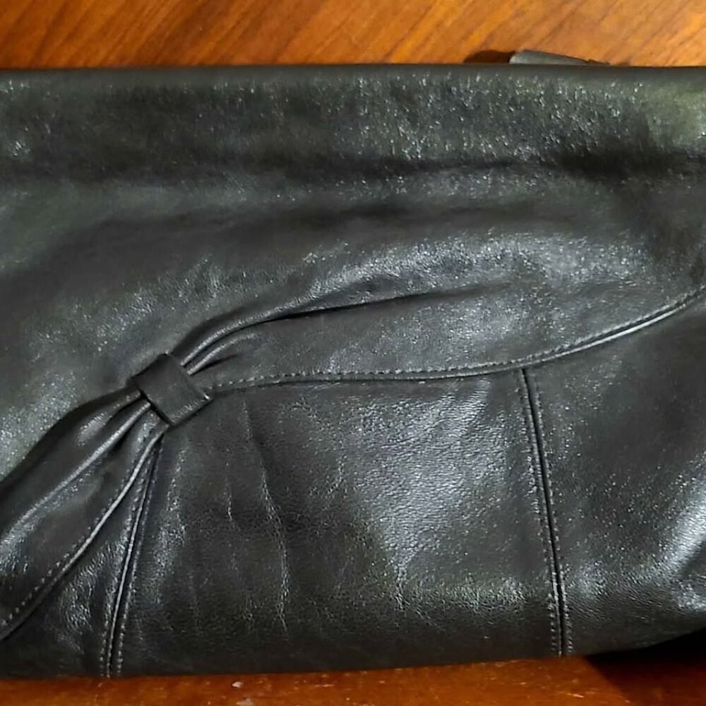 Vintage Black Leather Clutch